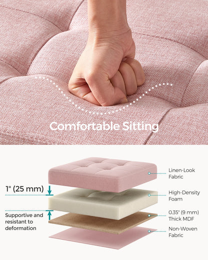 SONGMICS Mazie Collection - 43 Inches Folding Storage Ottoman Bench - Ottoman Foot Rest, End of Bed Bench, Storage Chest