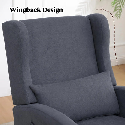 Rocking Chair with Foot Rest - Wingback Nursery Rocking Chair - Teddy Nursing Rocker Chair with Pillow