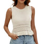 Summer Clothes - Women's Knitted Sleeveless Top With Hollow Hem