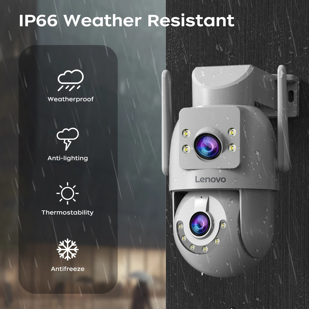 Lenovo 2025 4K WiFi Surveillance Camera - 5G WiFi, Outdoor Dual Lens, PTZ IP Cameras, Auto Tracking, Audio, Video ONVIF Security CCTV Camera