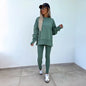 Women's Spring and Autumn Sports Hoodie - Long Sleeve - Solid Color Hoodie - Casual & Two Piece Set