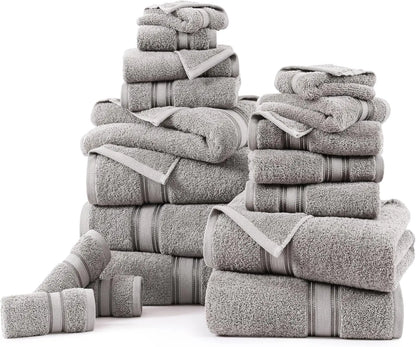 100% Cotton Soft 18 Piece Bath Towel Set - Quick Dry - Highly Absorbent Shower Towels