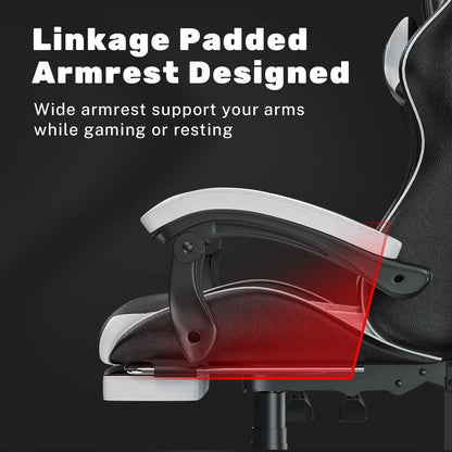 Ergonomic Gaming Chair with Footrest & Lumbar Cushion, Headrest, Height Adjustable Computer Chair