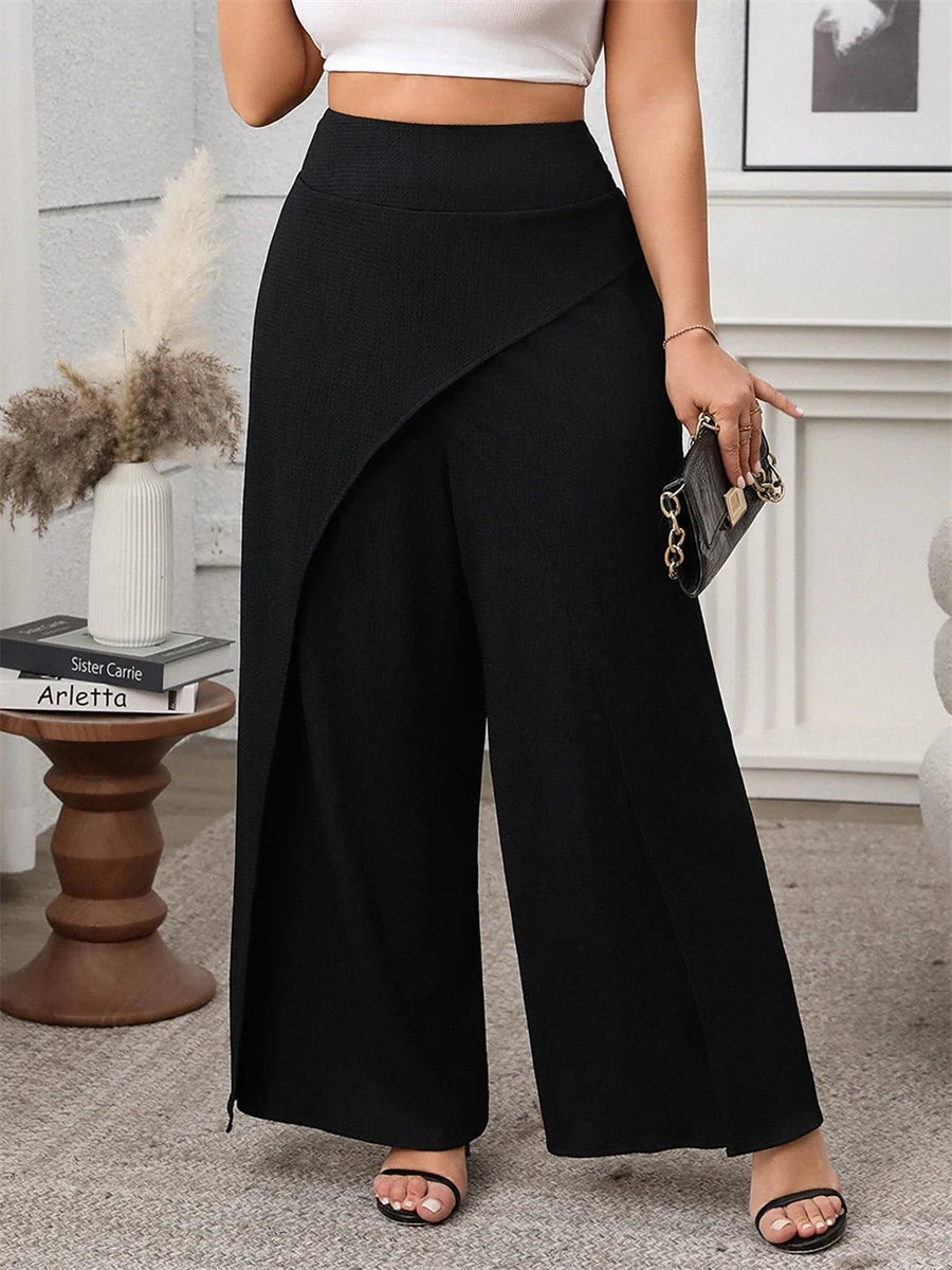 Women's High Waisted Palazzo Pants - Elegant Wide Leg Trousers