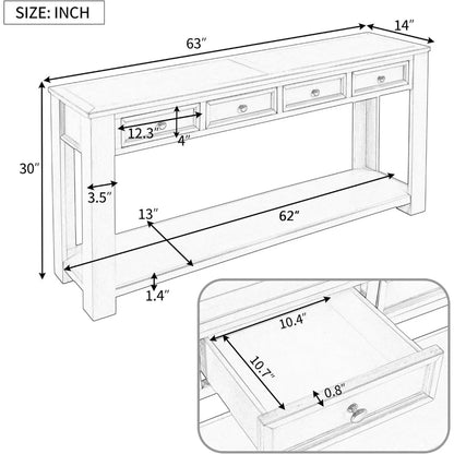 Console Table for Entryway, Hallway Or Sofa Table with Storage Drawers and Bottom Shelf