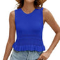 Summer Clothes - Women's Knitted Sleeveless Top With Hollow Hem
