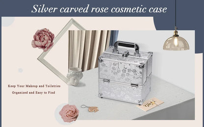 Portable Travel Makeup Case - Alloy Cosmetics Make Up Storage - Organizer Box