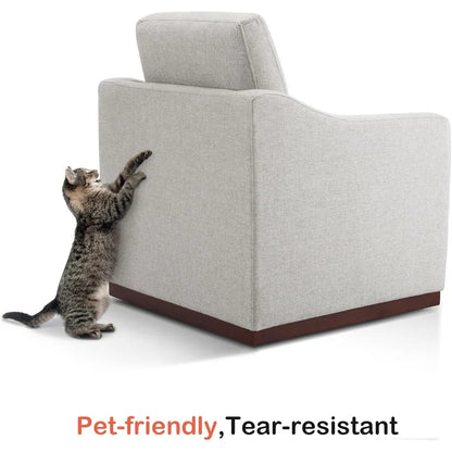 Swivel Accent Chair - Upholstered Modern Armchair - 2-in-1 Convertible, Stationary Single Sofa Chair with Pet-Friendly Fabric