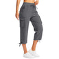 Women's Cargo Capris With Six Pockets - Lightweight Quick Dry Pants - Slim-Fit
