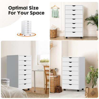 7 Drawer Dressers - Storage Rolling Cabinet - Wooden