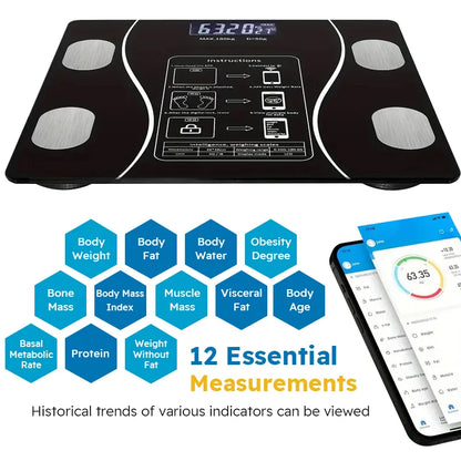Smart Body Fat Scale - Wireless LED Digital - Bathroom Weight Scale - Body Composition Analyzer