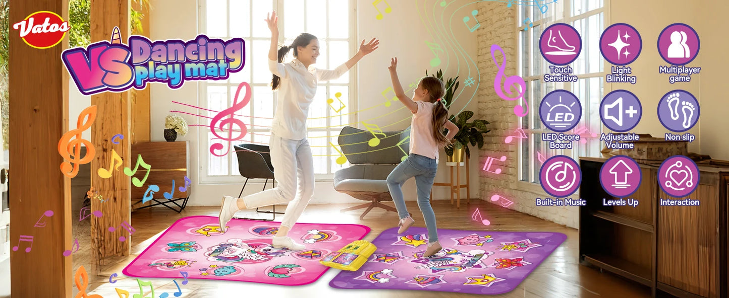 Unicorn Dance Mat x2 For Girls - A 9-Level Dancing Game - Indoor Or Outdoor Music Play Mat