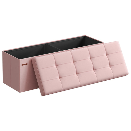 SONGMICS Mazie Collection - 43 Inches Folding Storage Ottoman Bench - Ottoman Foot Rest, End of Bed Bench, Storage Chest