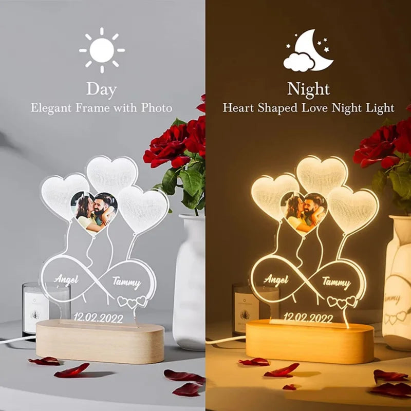 Personalized  Photo 3D Light, w/Customized Text Light - For EVERY Occasion - SHIPPED IN USA