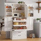 71" Tall Kitchen Pantry Cabinet with 3 Pull Out Shelves & 2 Large Drawers - Pantry Storage Cabinet with 6 Door Shelves