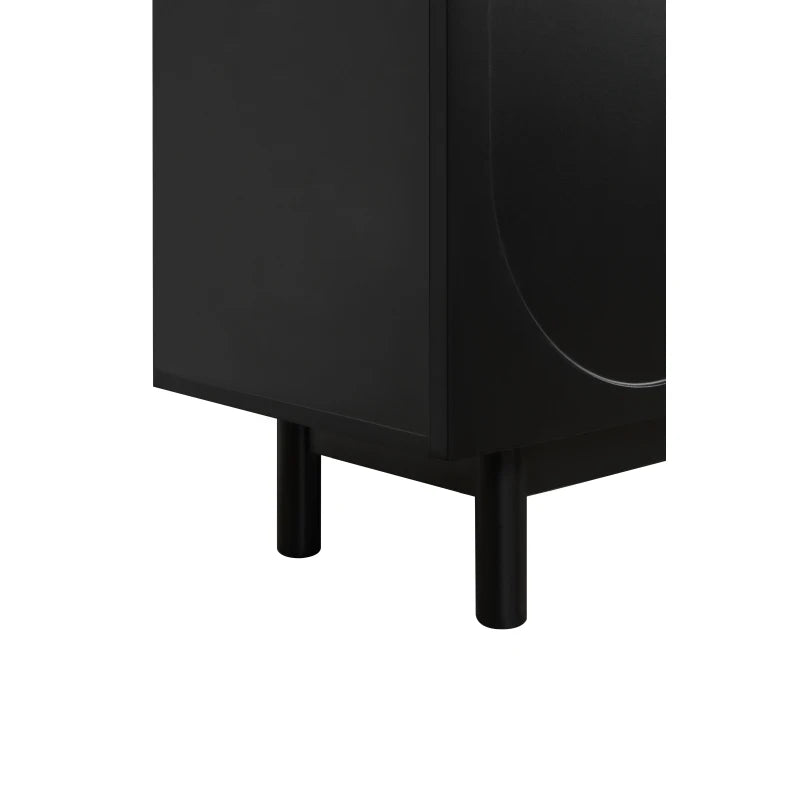 TV Stand with Arch Cabinets for TVs Up to 78'', w/ Solid Wood Legs & Adjustable Shelves