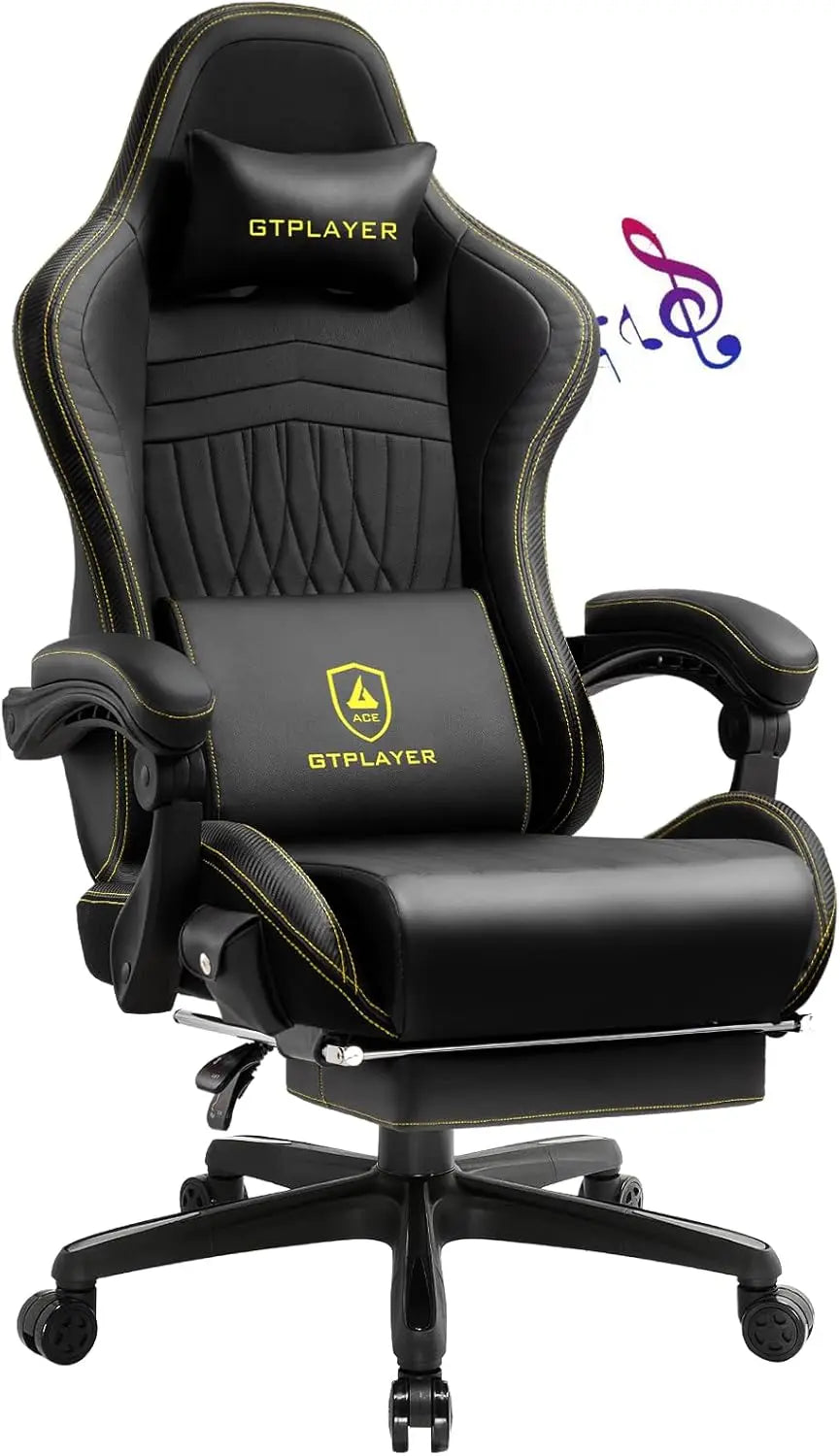 Gaming Chair - Computer Chair with Footrest and Bluetooth Speakers - High Back Ergonomic Chair