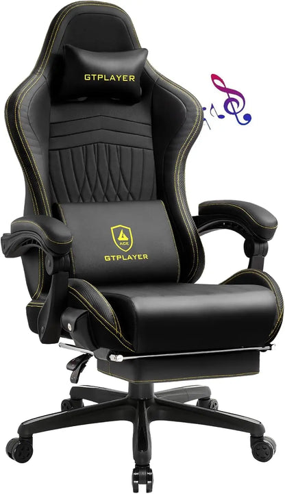 Gaming Chair - Computer Chair with Footrest and Bluetooth Speakers - High Back Ergonomic Chair