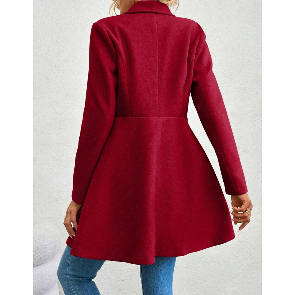 Mia Muse Women's Winter Coat - Solid Color, Long Sleeve, Lapel & Button-Up