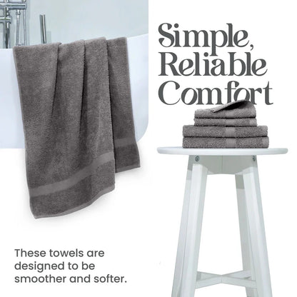 6-Piece Towel Set - 600 GSM 100% Cotton Ultra Absorbent &Soft - Daily Use Bath Towels, Hand Towels, Washcloths - Quick Dry Machine