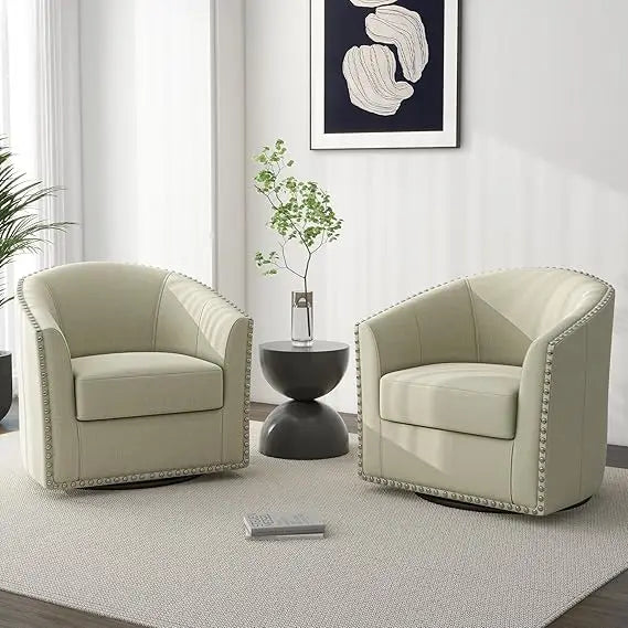 Swivel Accent Armchair - Modern Round Single Sofa Seating Comfy Reading Barrel Chairs - For Living Room, Bedroom or Office