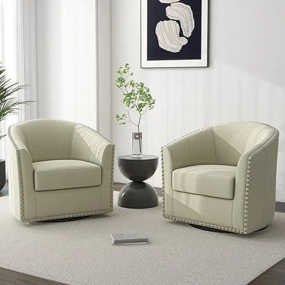 Swivel Accent Armchair - Modern Round Single Sofa Seating Comfy Reading Barrel Chairs - For Living Room, Bedroom or Office