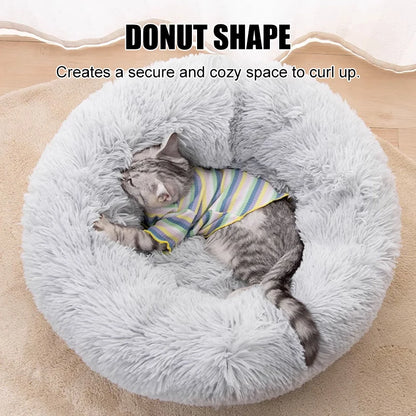 Fluffy Pets Dogs Or Cats Bed - Large Round Bed - Super Warm & Soft - Cat House - Plush Cat Nest - Small Dog Cuddles - 16''-39''