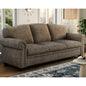 90" Nail Head Decorative Sofa - Comfortable Cushioned 3-seat Velvet Sofa with Wooden Legs - 23" Deep Seat Roller Arm Sofa