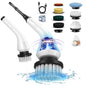 Electric Powerful Spin Scrubber With 8 Replaceable Brush Heads & Detachable Extension Handle - USB Cord