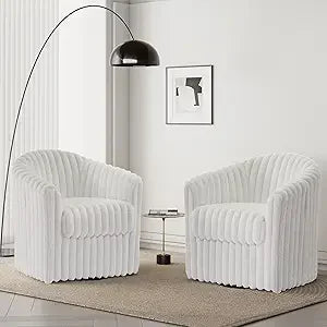 Swivel Accent Armchair - Modern Round Single Sofa Seating Comfy Reading Barrel Chairs - For Living Room, Bedroom or Office
