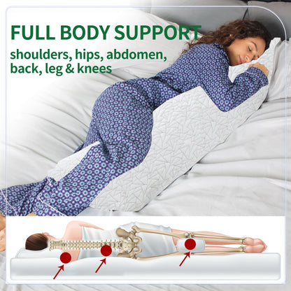 Memory Foam Body Pillow - Fluffy Body Pillows for Adults - Large Long Bed Pillows for Sleeping - 20x54 inch, White