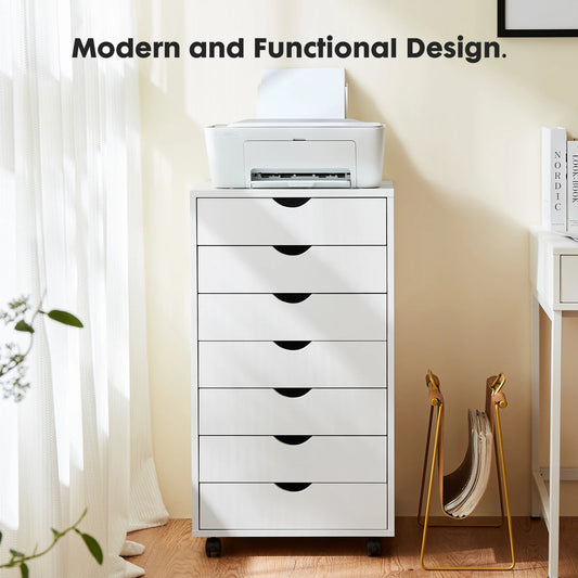 7 Drawer Dressers - Storage Rolling Cabinet - Wooden