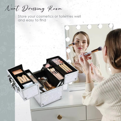 Portable Travel Makeup Case - Alloy Cosmetics Make Up Storage - Organizer Box