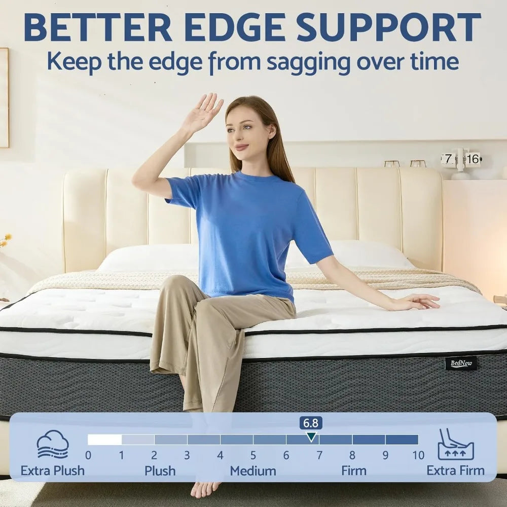 Full Mattress, 14 Inch Full Size Mattress in a Box - Hybrid Mattresses for Pressure Relief - Pocket Springs Mattresses