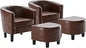 Accent Chair with Ottoman Set of 2 - Curve Back Living Room Chair - Stylish Barrel Club Chair and Footrest Set