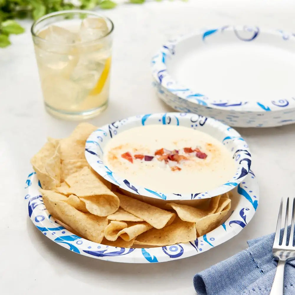 200ct Patterned 8.5" Paper Plates - Strong & Soak Proof - Microwave Safe - Disposable Plates - Ideal Any Occasion - Leak Resistant, 200 ct