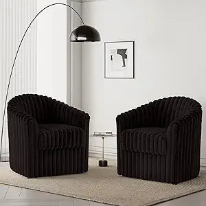 Swivel Accent Armchair - Modern Round Single Sofa Seating Comfy Reading Barrel Chairs - For Living Room, Bedroom or Office