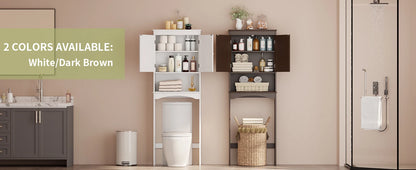 Over The Toilet Storage Cabinet w/ Adjustable Shelf and Double Doors