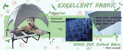 Dog Bed with Canopy - Anti Scratch Oxford Fabric - Summer Portable Pet Cot - Anti Slip - Indoor, Outdoor