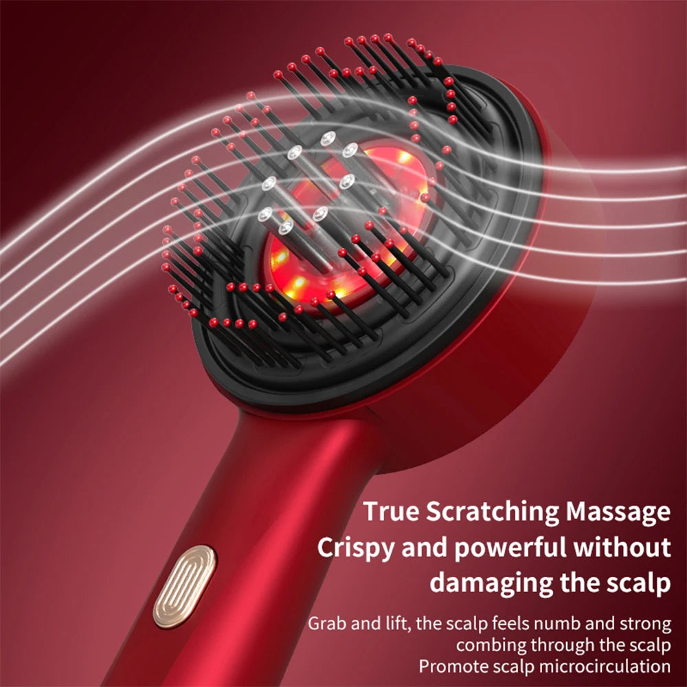 Electric Vibration Massage & Volume Comb - Red Light Therapy - Hair Growth Massage Scalp Brush, Anti Hair Loss & Liquid Oil Applicator Hair Care