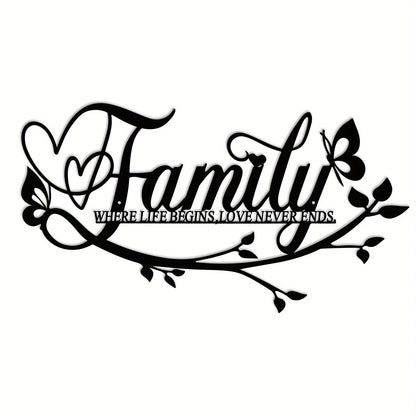 Home Decor, Wall Metal Home Sign, Black Wall Art Flower Letter Sign, Metal Happy Wall Art, for Home Wall Decorations