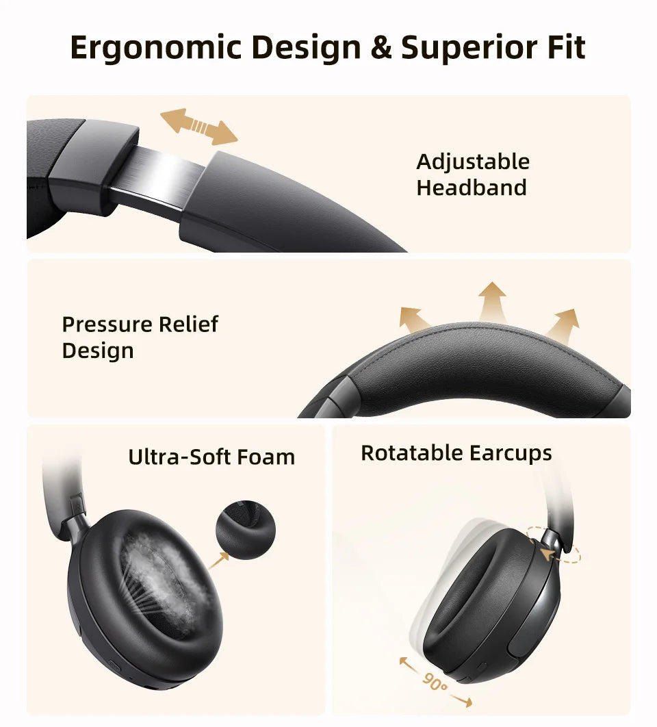 Adaptive ANC Wireless Headphones Over Ear Headset - 50dB with LDAC Hi-Res - Wireless Audio Bluetooth 5.4 Dual Connection