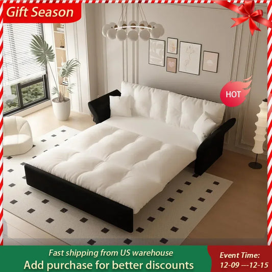 74.8" Queen Pull Out Sofa Bed, 3 in 1 Convertible Sleeper Sofa