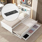 Full Platform Bed with Twin Size Trundle - Bookcase Headboard - Charging Station and 3 Drawers - Wood, Full Storage Bed Frame for Kids