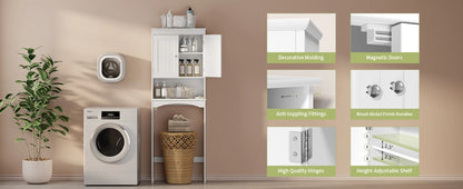 Over The Toilet Storage Cabinet w/ Adjustable Shelf and Double Doors