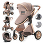 Luxury Baby Stroller 3 in 1 High Landscape - Baby Cart Can Sit, Can Lie, Portable Pushchair, Baby Cradle & Infant Carrier