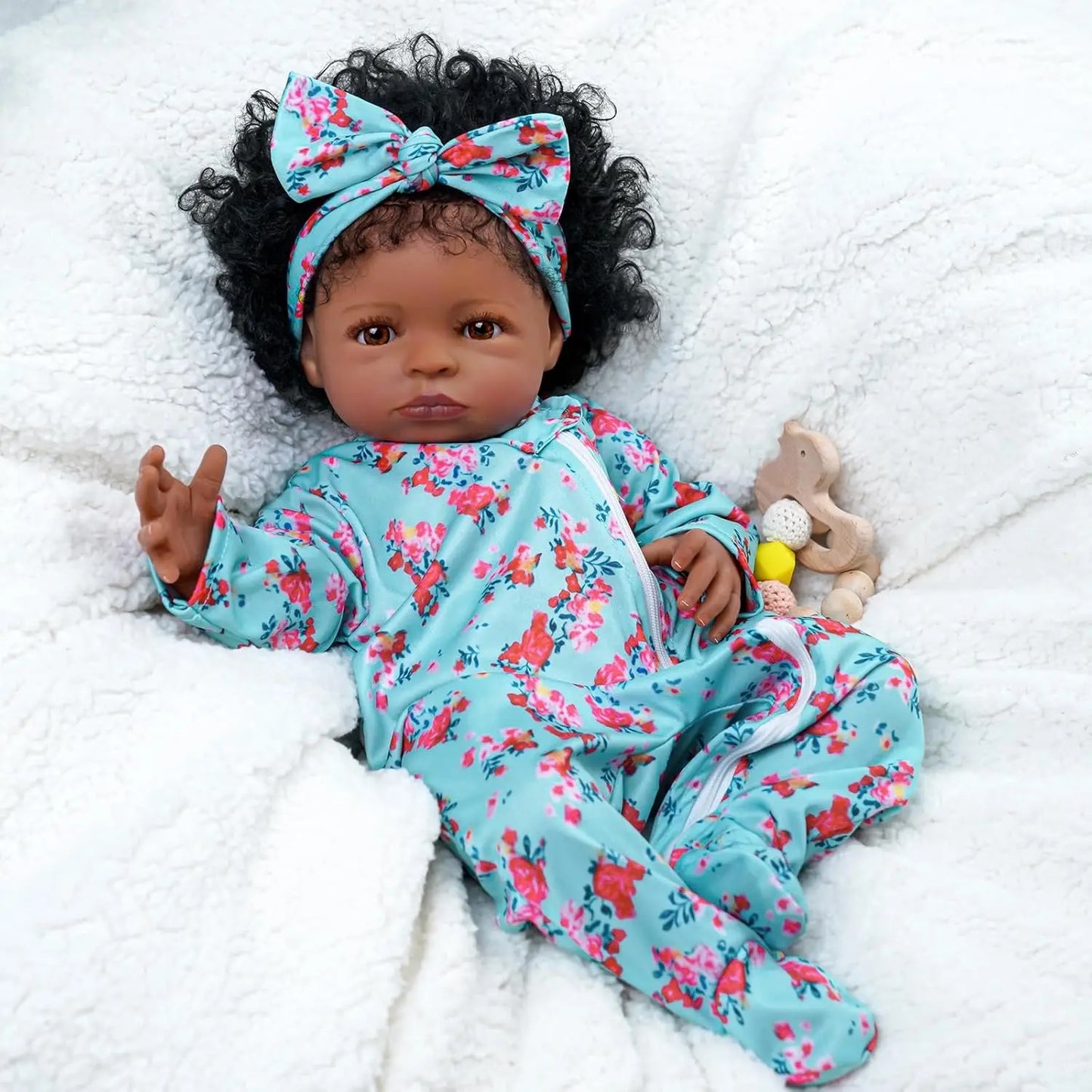 Lifelike Reborn Black Girl - 18-Inch Realistic Newborn - Real Life Baby Dolls with Clothes & Toy Gift for Kids Age 3+