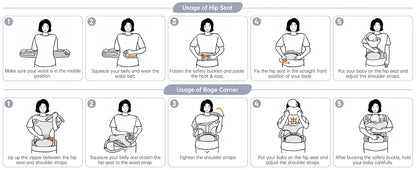 Baby Carrier - Newborn to Toddler - Toddler Carrier with Hood - All Seasons & All Position - Baby Hip Carrier