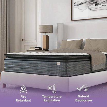 14 Inch Hybrid Pillow Top Queen Mattress, Left - Medium Firm Support - CertiPUR-US Certified Pressure Relief - Motion Isolation - Breathable