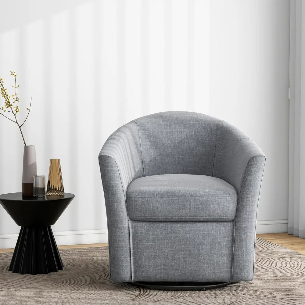 Swivel Accent Armchair - Modern Round Single Sofa Seating Comfy Reading Barrel Chairs - For Living Room, Bedroom or Office